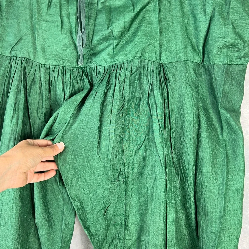 Vintage Textured Harem MC Hammer Pants Green Boho Baggy Trousers one size